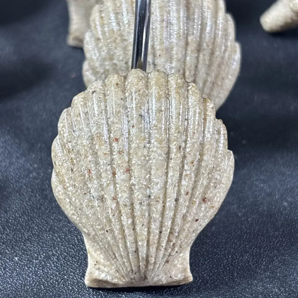 11 Vtg Starfish Scallop Conch Shower Curtain Hooks Rings Nautical Ocean Beach